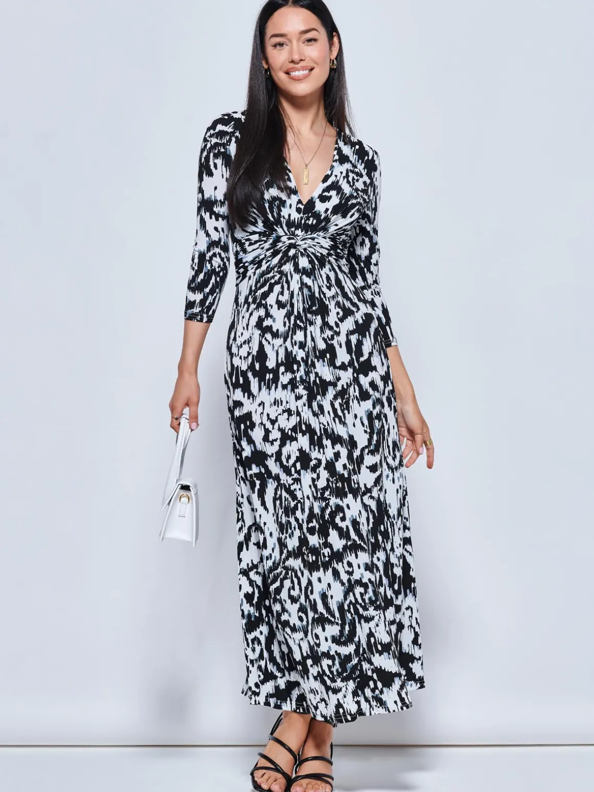 Abstract Print Jersey Maxi Dress, Abstract Multi