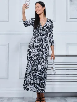 Abstract Print Jersey Maxi Dress, Abstract Multi