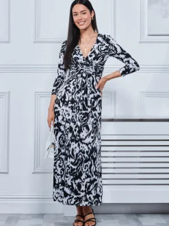 Abstract Print Jersey Maxi Dress, Abstract Multi