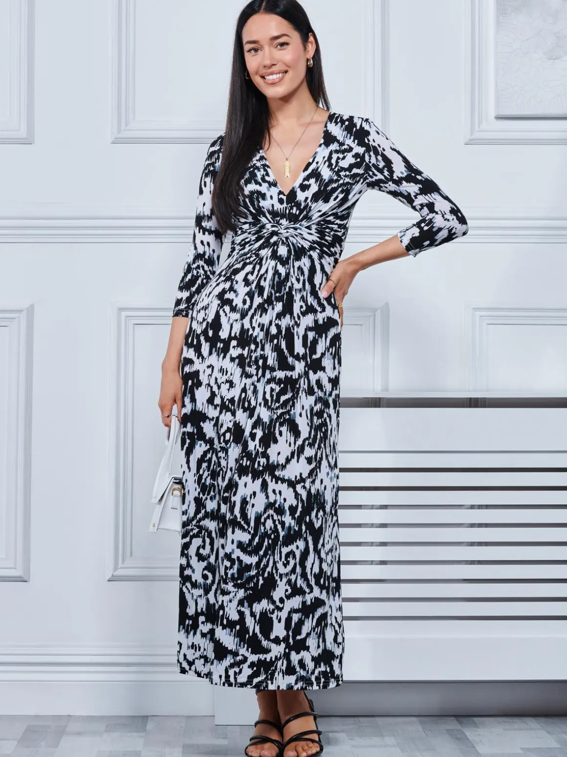 Abstract Print Jersey Maxi Dress, Abstract Multi