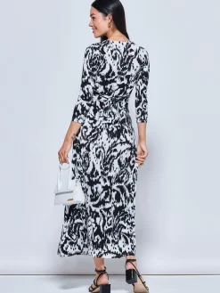 Abstract Print Jersey Maxi Dress, Abstract Multi