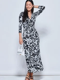 Abstract Print Jersey Maxi Dress, Abstract Multi