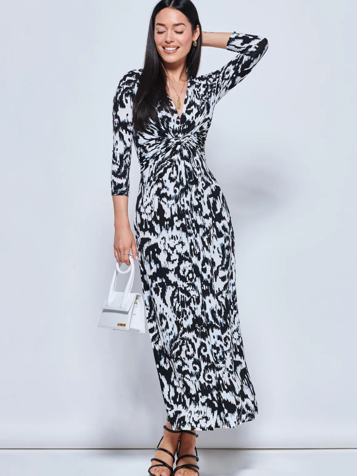 Abstract Print Jersey Maxi Dress, Abstract Multi