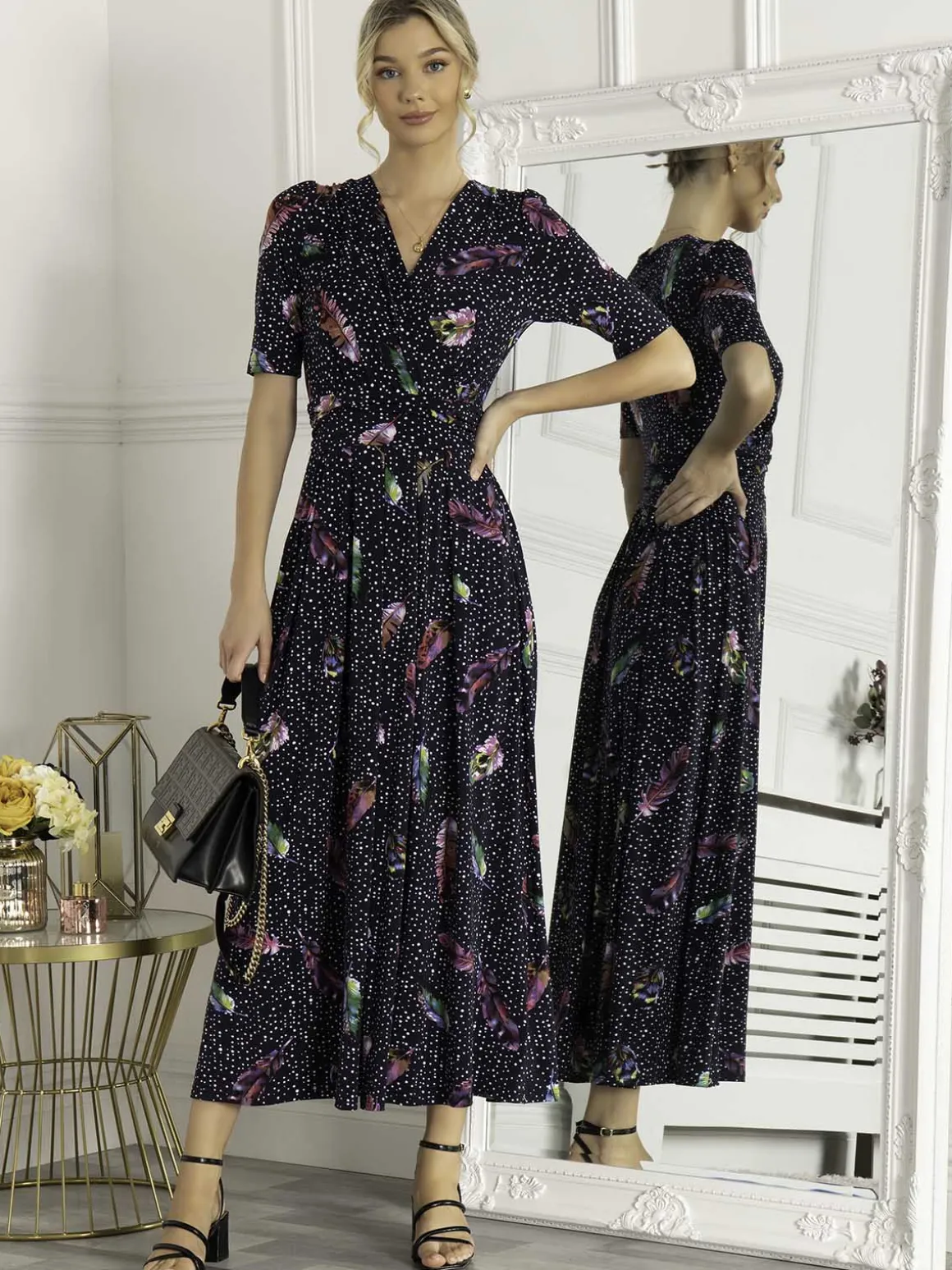 Airis Printed Maxi Dress, Navy Multi