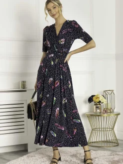 Airis Printed Maxi Dress, Navy Multi