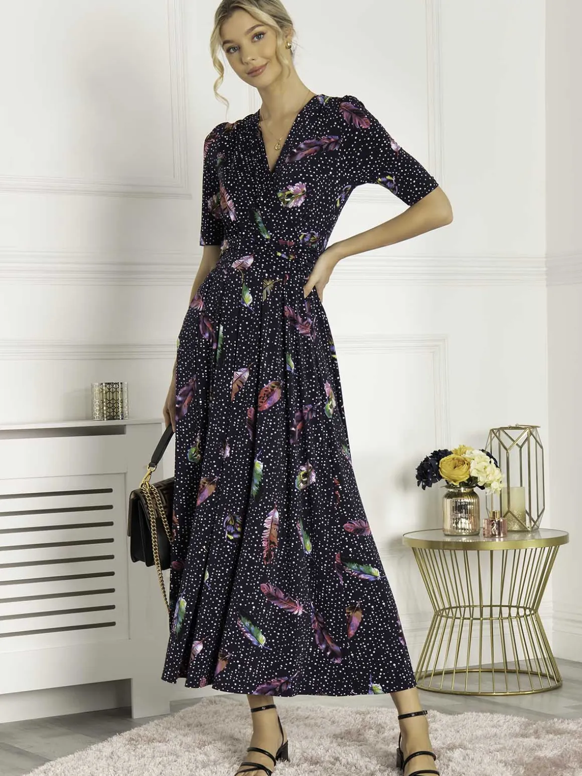 Airis Printed Maxi Dress, Navy Multi