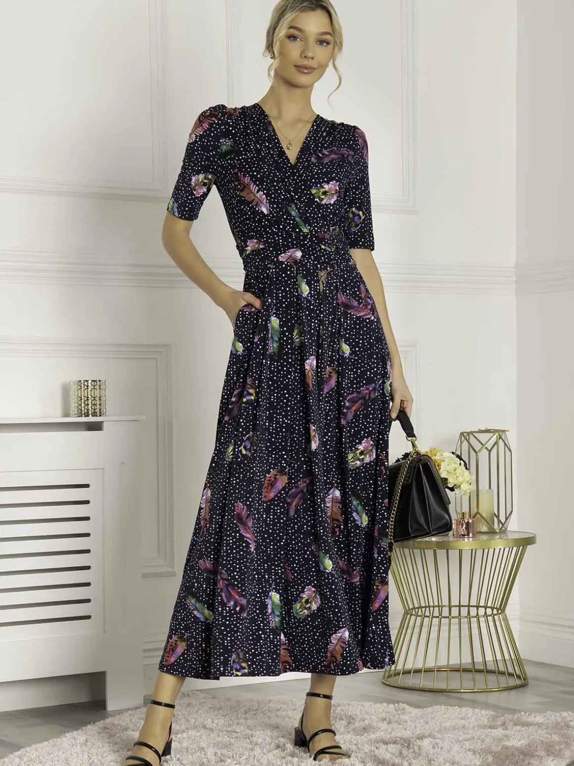 Airis Printed Maxi Dress, Navy Multi