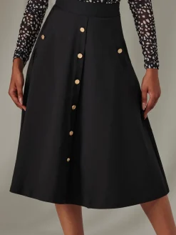 A-Line Midi Skirt, Black