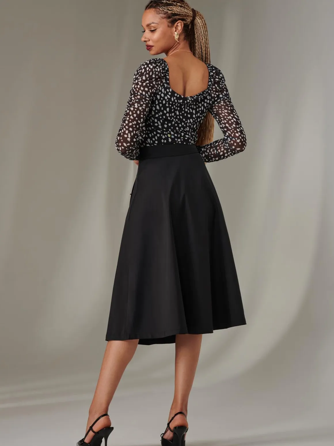A-Line Midi Skirt, Black