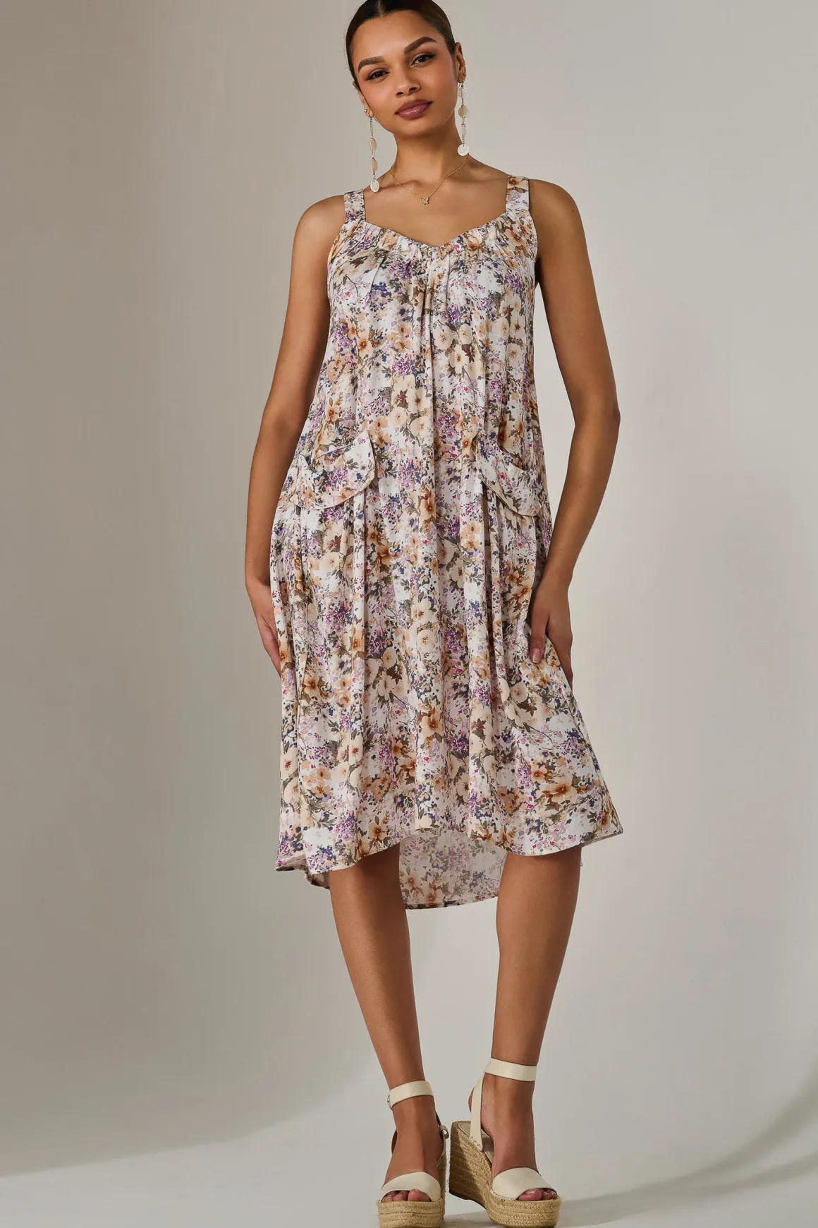 A-Line Pocket Smock Dress, Multi Abstract