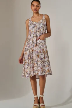 A-Line Pocket Smock Dress, Multi Abstract