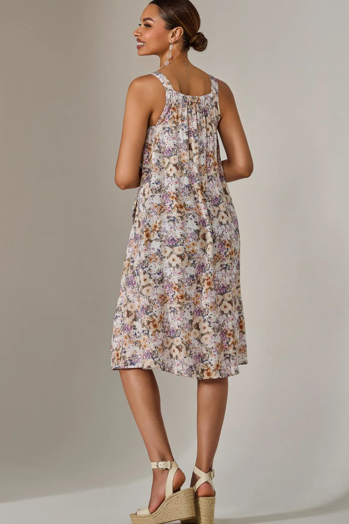 A-Line Pocket Smock Dress, Multi Abstract