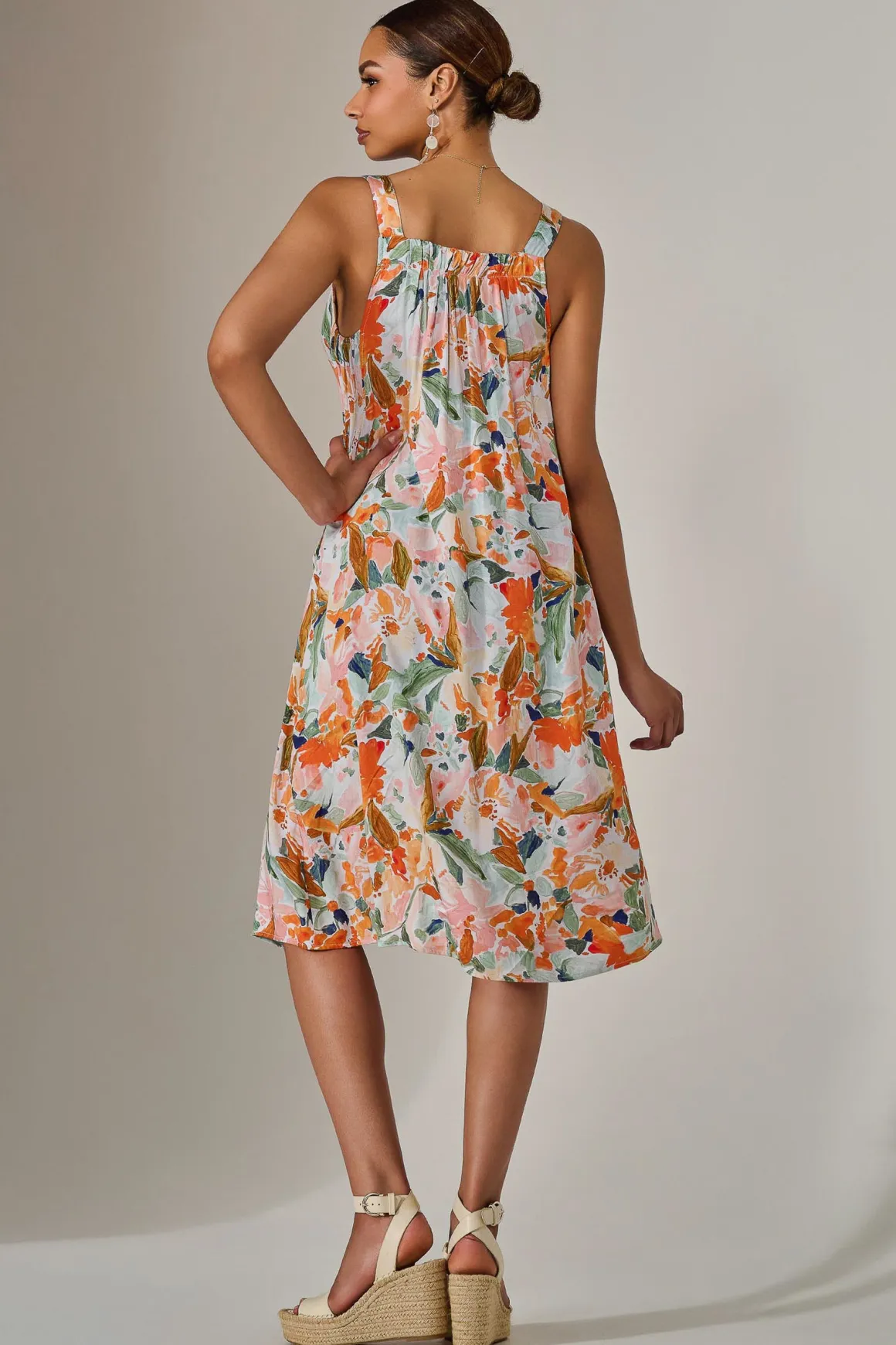 A-Line Pocket Smock Dress, Multi Floral