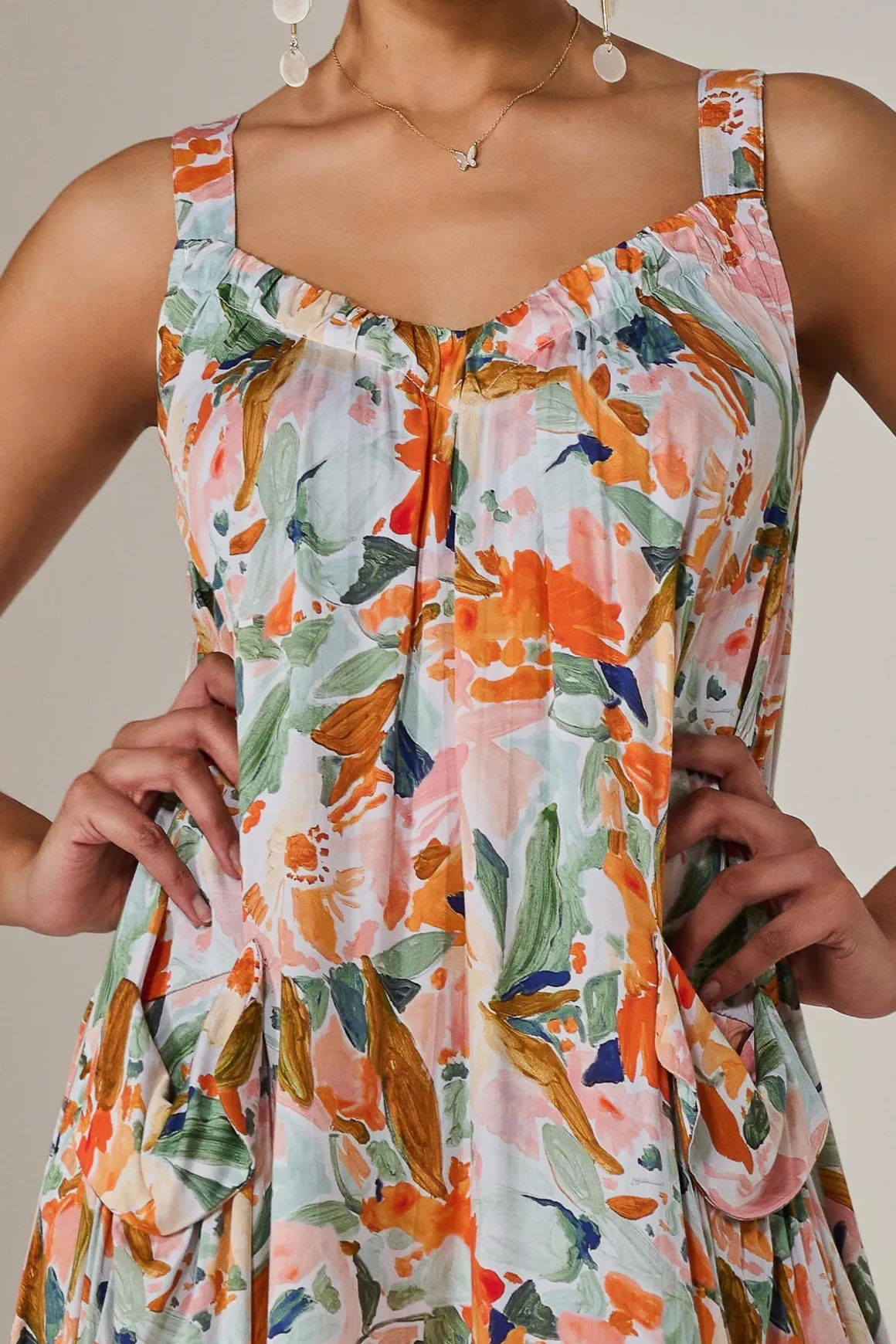 A-Line Pocket Smock Dress, Multi Floral