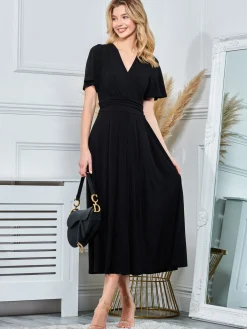 Angel Sleeve Jersey Maxi Dress, Black