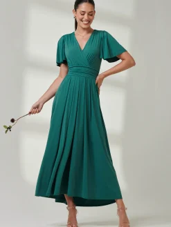 Angel Sleeve Jersey Maxi Dress, Dark Teal