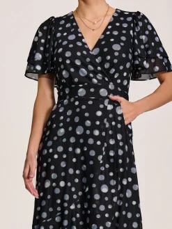 Angel Sleeve Mesh Maxi Dress, Black Spot