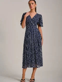 Angel Sleeve Print Lace Maxi Dress, Navy Spot