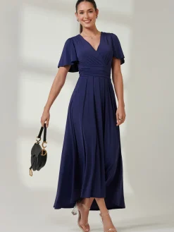 Angel Sleeve Super-Smooth Jersey Maxi Dress, Navy