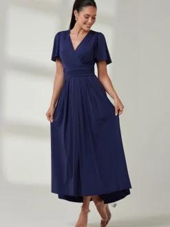 Angel Sleeve Super-Smooth Jersey Maxi Dress, Navy