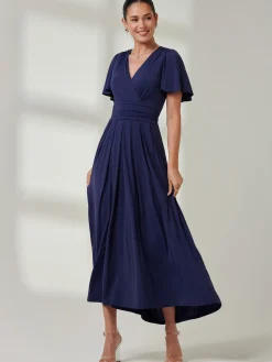 Angel Sleeve Super-Smooth Jersey Maxi Dress, Navy