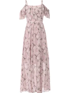 Antonella Frill Chiffon Maxi Dress, Pink Multi