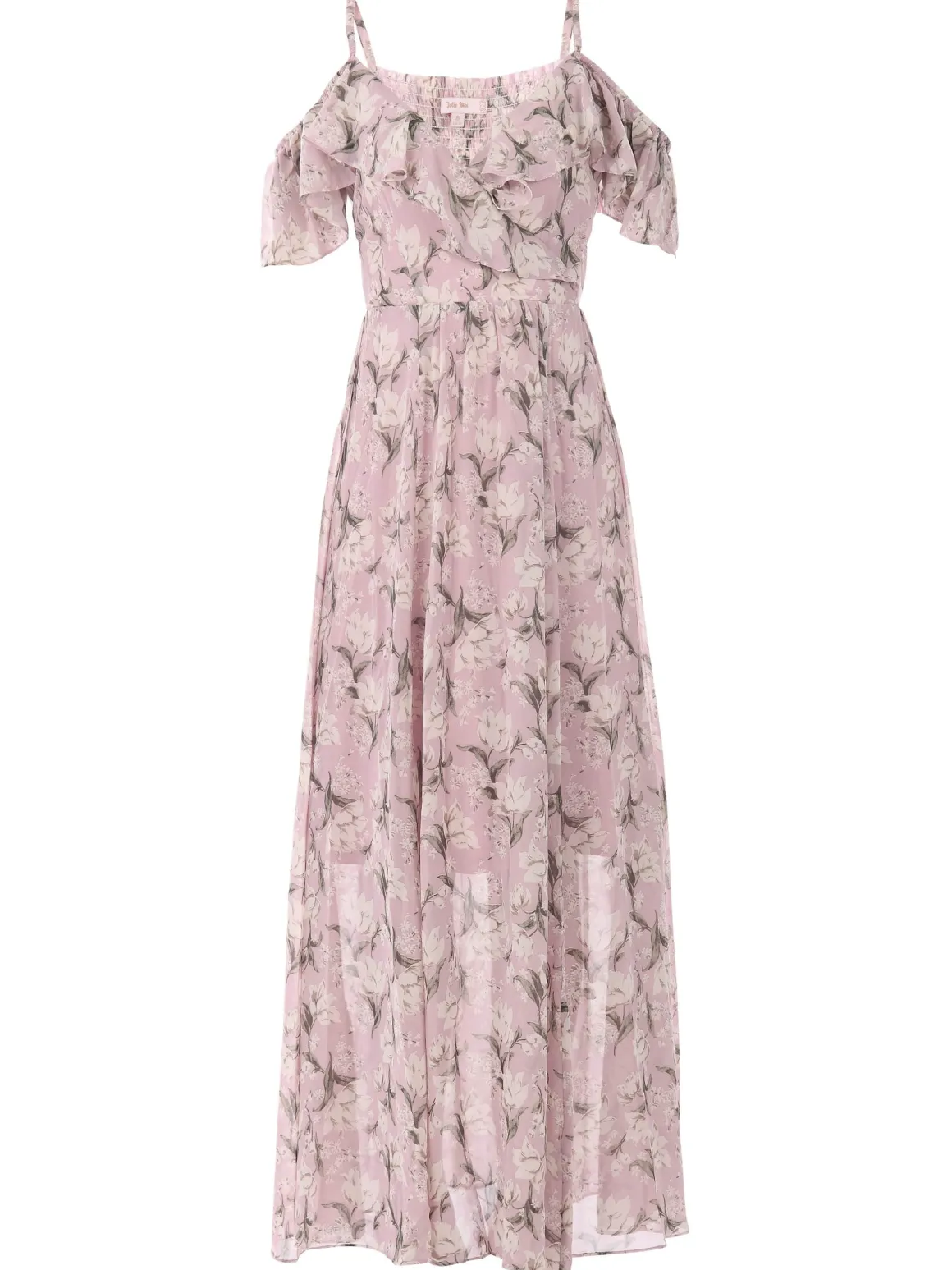 Antonella Frill Chiffon Maxi Dress, Pink Multi