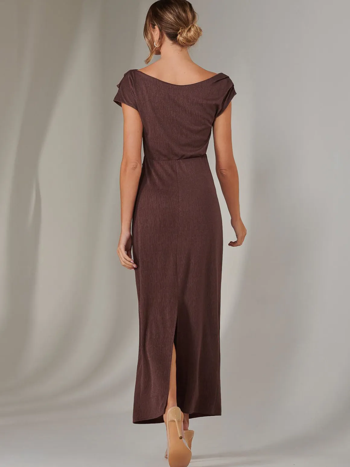 Asymmetrical Bodycon Midaxi Dress, Brown