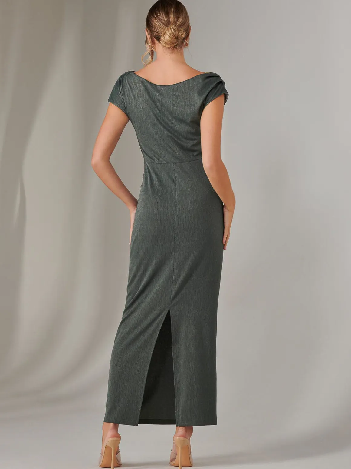 Asymmetrical Bodycon Midaxi Dress, Khaki