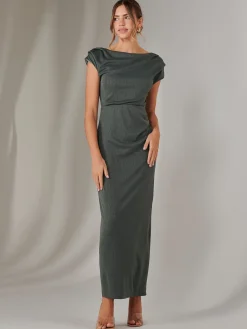 Asymmetrical Bodycon Midaxi Dress, Khaki