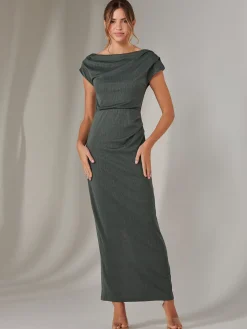 Asymmetrical Bodycon Midaxi Dress, Khaki