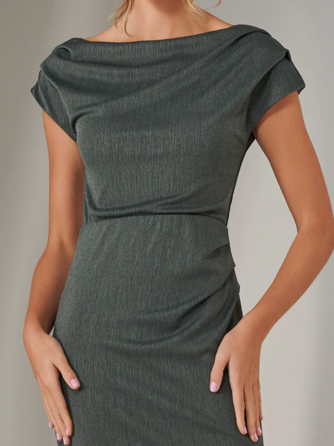 Asymmetrical Bodycon Midaxi Dress, Khaki