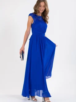 Basia Bridesmaid Lace Bodice Maxi Dress, Royal Blue
