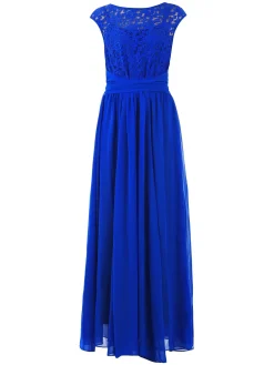 Basia Bridesmaid Lace Bodice Maxi Dress, Royal Blue