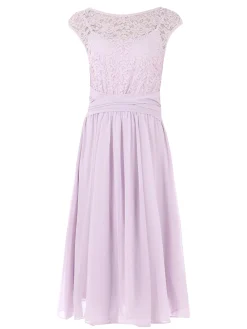 Basia Floral Lace Midi Dress, Lilac