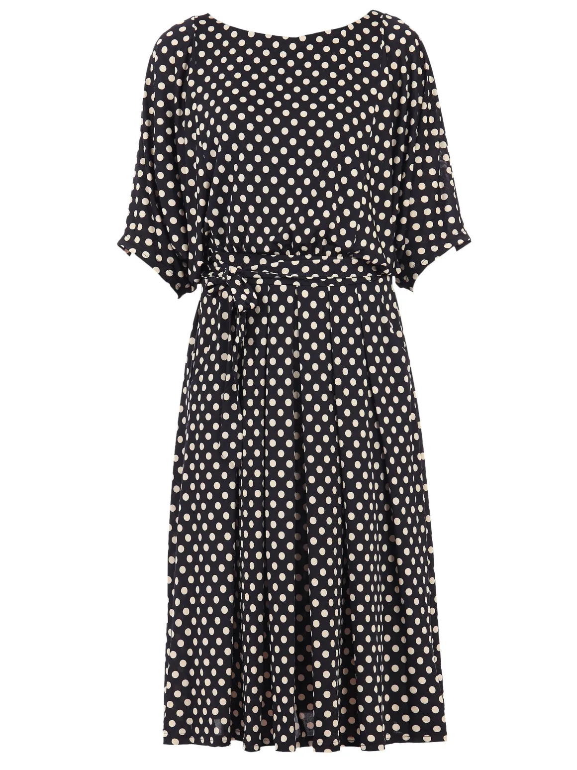 Batwing Spotty Jersey Dress, Navy Polka Dot