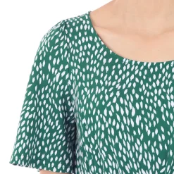 Belted Midi Jersey Dress, Green Animal