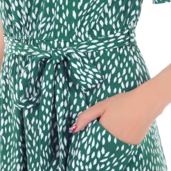 Belted Midi Jersey Dress, Green Animal