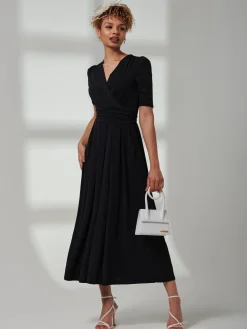 Bree Half Sleeve Jersey Maxi Dress, Black