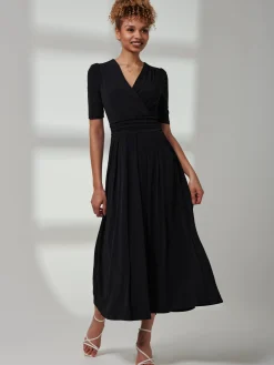 Bree Half Sleeve Jersey Maxi Dress, Black
