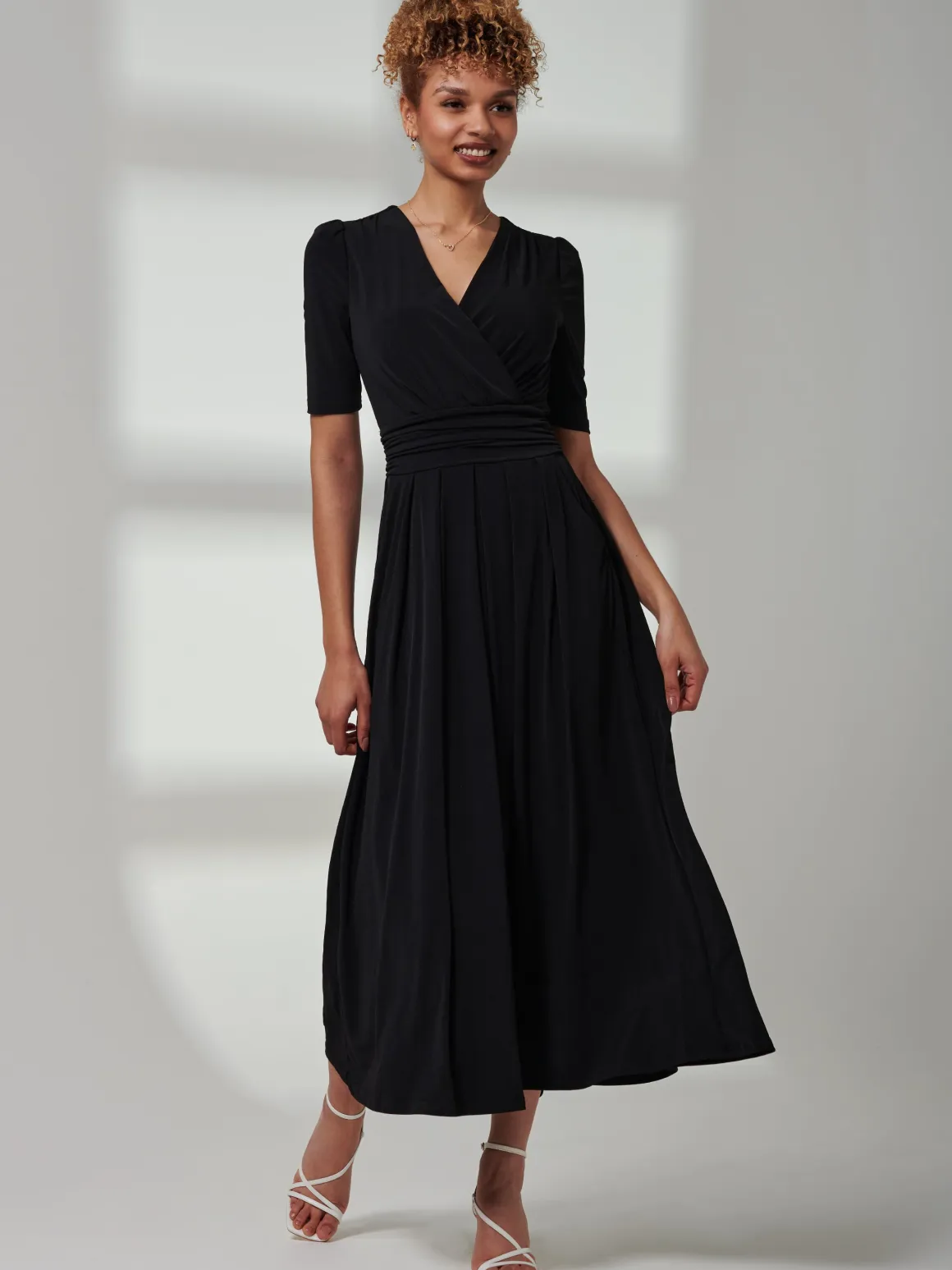 Bree Half Sleeve Jersey Maxi Dress, Black