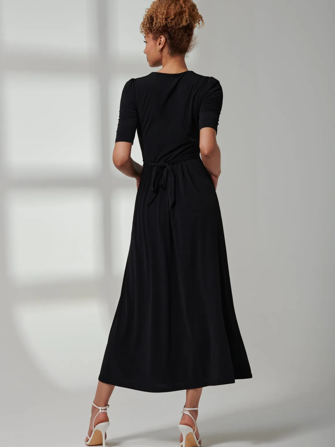 Bree Half Sleeve Jersey Maxi Dress, Black