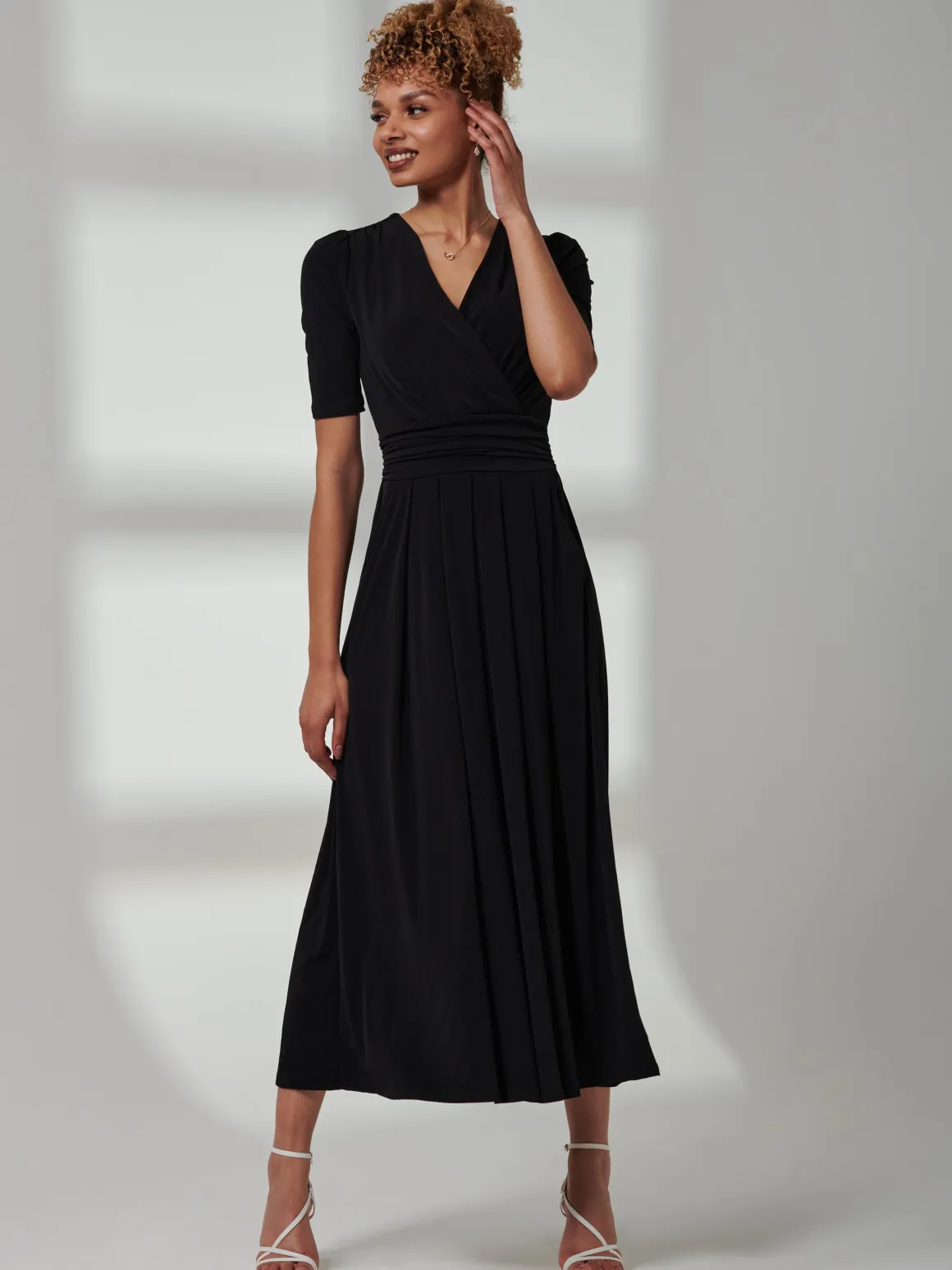 Bree Half Sleeve Jersey Maxi Dress, Black