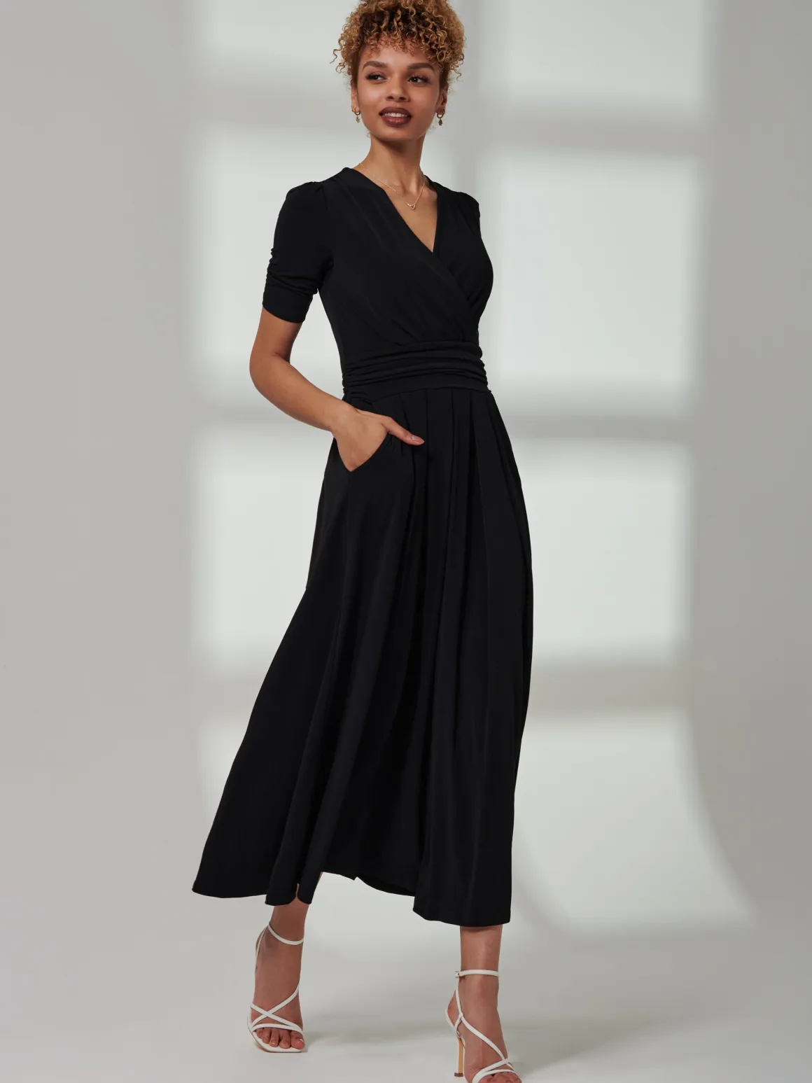 Bree Half Sleeve Jersey Maxi Dress, Black