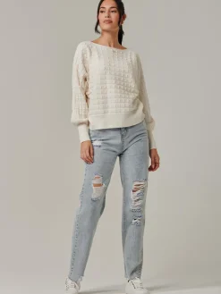 Bubble Stitch Batwing Knit Jumper, Oatmeal