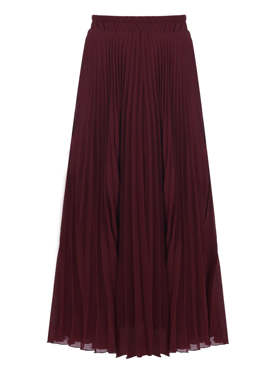 Burgundy Pleated Full Circle Midi Skirt