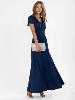 Cap Sleeve Jersey Maxi Dress , Navy