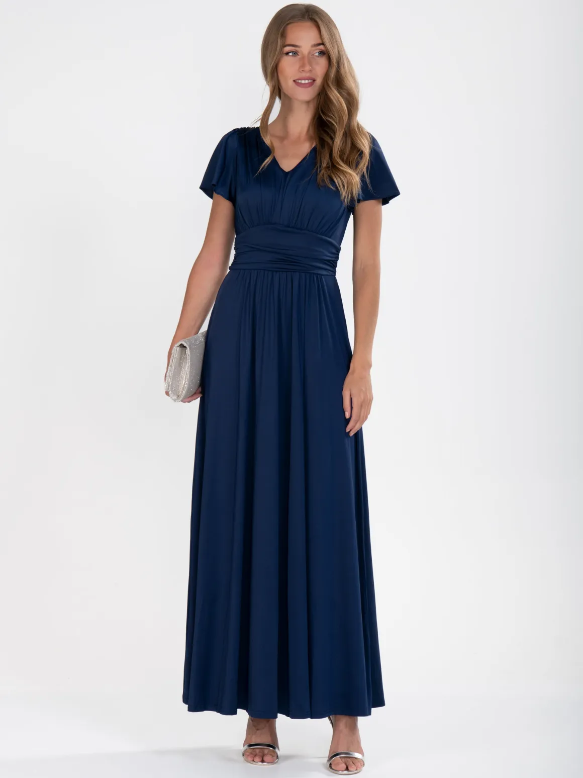 Cap Sleeve Jersey Maxi Dress , Navy