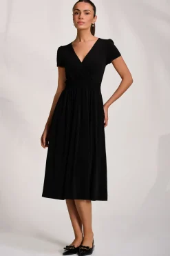 Cap Sleeve Jersey Midaxi Dress, Black