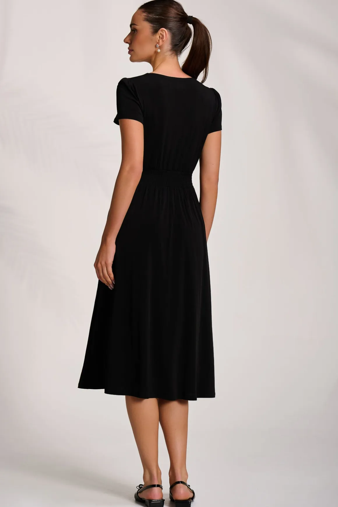 Cap Sleeve Jersey Midaxi Dress, Black